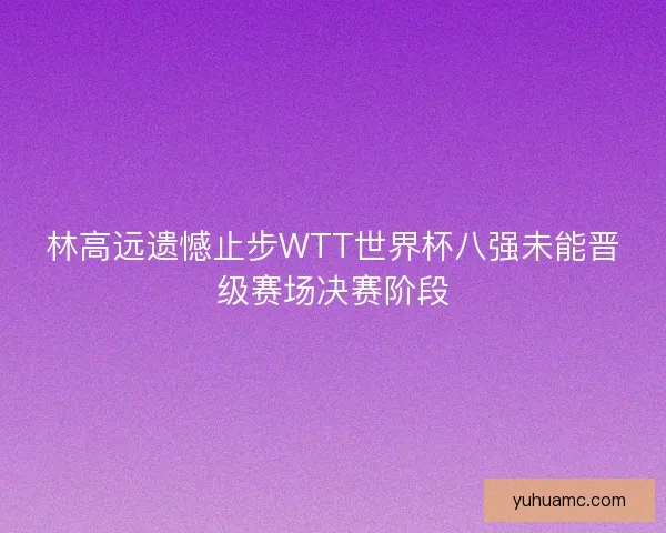 林高远遗憾止步WTT世界杯八强未能晋级赛场决赛阶段