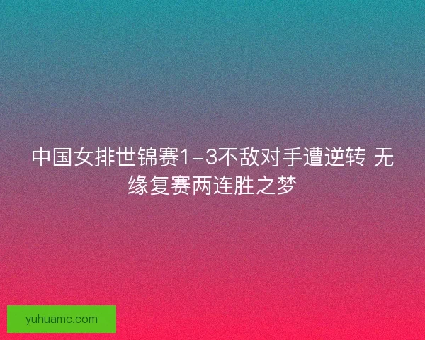 中国女排世锦赛1-3不敌对手遭逆转 无缘复赛两连胜之梦